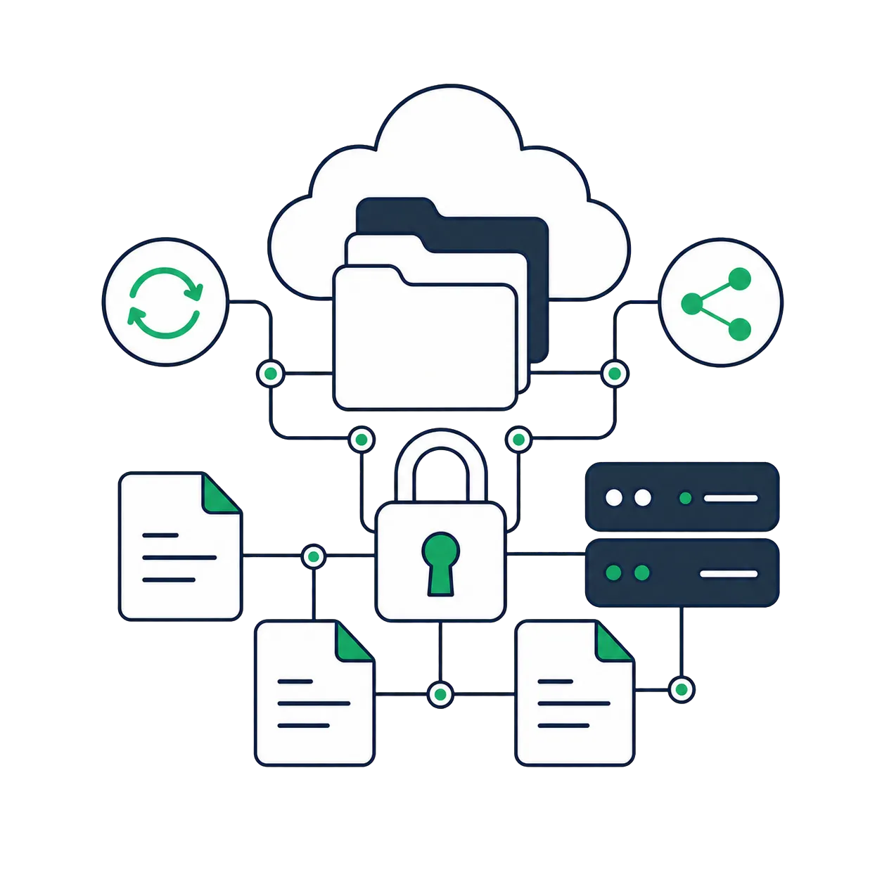 Private cloud file sharing illustration