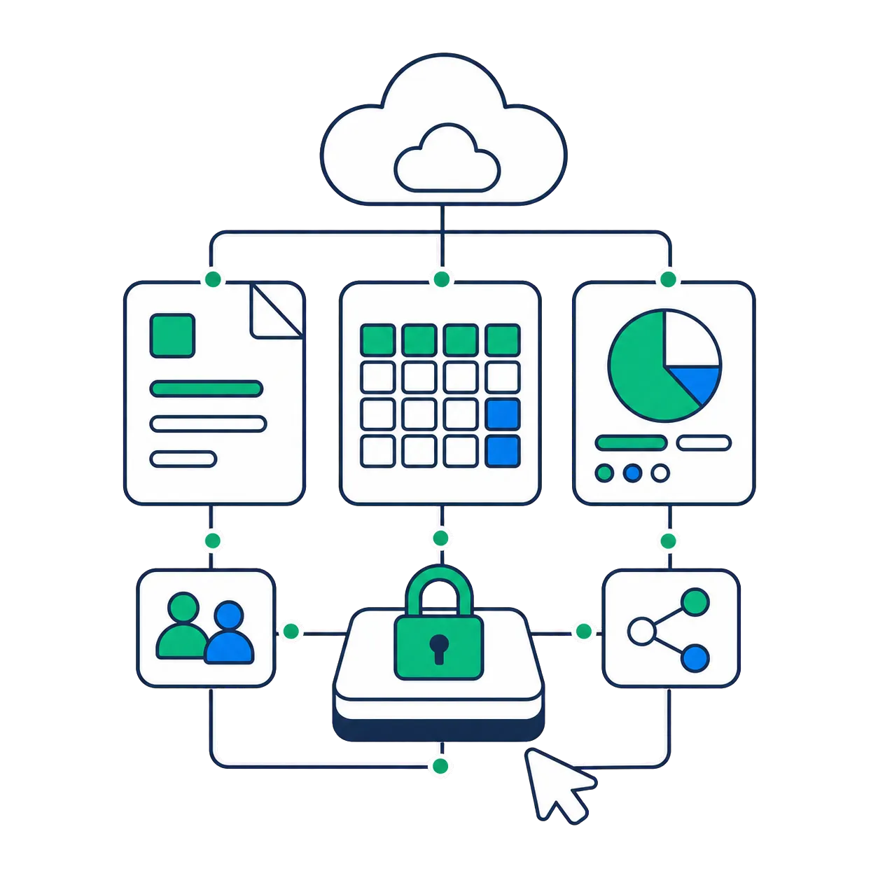 Private cloud office illustration